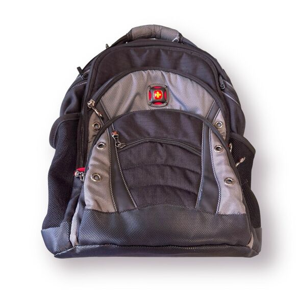 Swiss Gear Wenger Shock Absorbing Laptop Padded Backpack Large Black Gray‎ - Picture 1 of 11